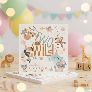Two wild safari animals kids birthday party napkin