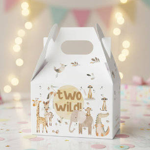 Two wild safari animals second kids birthday favour box