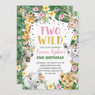 Two Wild Safari Birthday Invitation