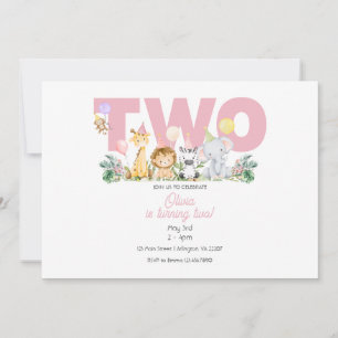 TWO Wild Safari Birthday Invitation – 2nd Birthday