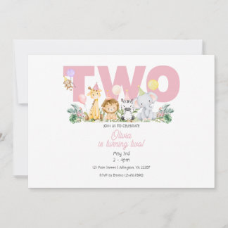 TWO Wild Safari Birthday Invitation – 2nd Birthday