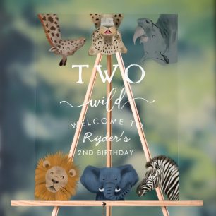 Two Wild Safari Birthday Welcome Acrylic Sign