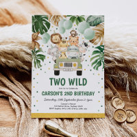 TWO WILD Safari Jungle Animals 2nd Birthday