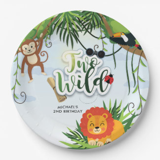 Two Wild Safari Jungle Tropical Baby Shower Paper Plate