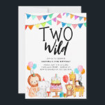 TWO WILD Safari Party Animals Kids 2nd Birthday Invitation<br><div class="desc">Cute Watercolor TWO WILD Safari Party Animals Kids 2nd Birthday</div>