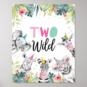Two Wild Safari Party Animals Second Birthday Sign