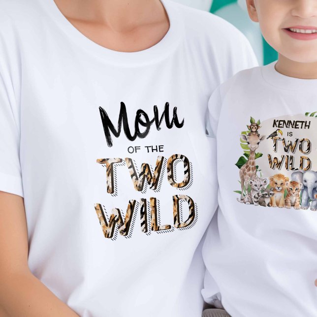 Two wild, Safari Themed 2nd birthday Mum's T-shirt (Mom of the two wild, Safari Themed boy 2nd birthday mom's t-shirt.)