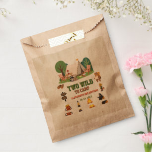 Two Wild to camp safari Woodland 2nd birthday Favour Bags