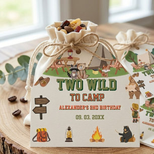 Two Wild to camp safari Woodland 2nd birthday Favour Tags