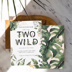 Two Wild Tropical Greenery 2nd Birthday  Invitation
