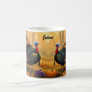 Two Wild Turkeys Thanksgiving Coffee Mug