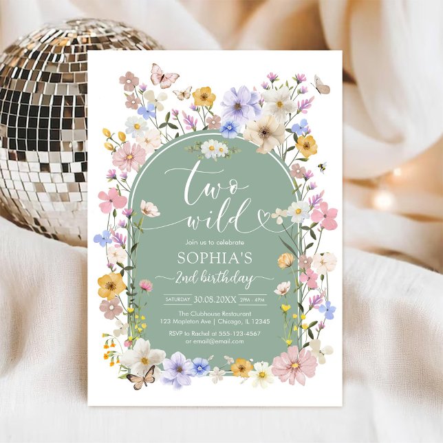 Two Wild Wildflower Animal 2nd Birthday Invitation (Creator Uploaded)