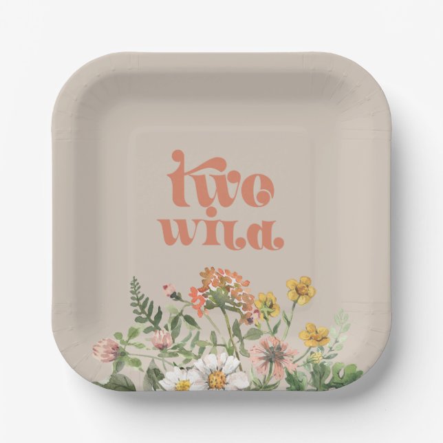 Two Wild Wildflower Party Paper Plates (Front)