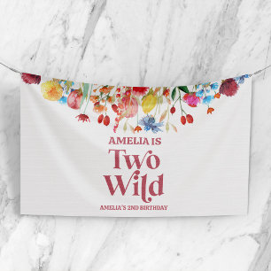 Two Wild Wildflower Second 2nd Birthday Party Banner