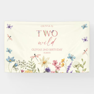 Two Wild Wildflower Wild Flower 2nd Birthday Party Banner
