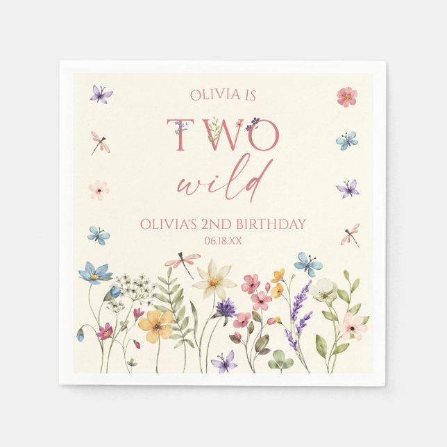 Two Wild Wildflower Wild Flower 2nd Birthday Party Napkin (Front)
