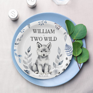 Two Wild wolf themed birthday party tableware Paper Plate