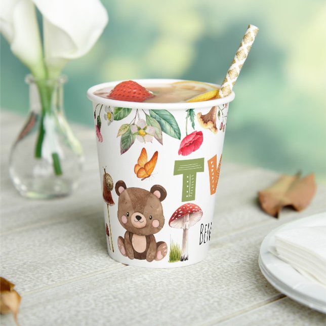 Two Wild Woodland 2nd Birthday Paper Cups (Insitu)