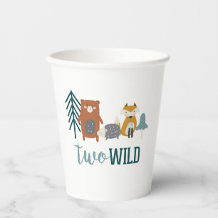 Two Wild Woodland Animal Second Birthday Paper Cups