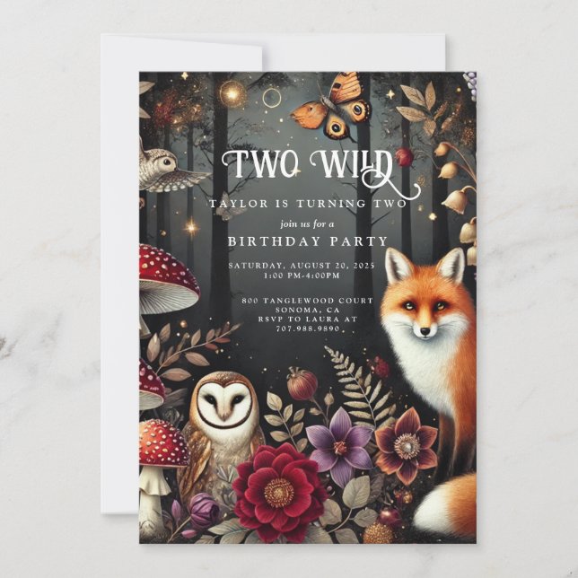 Two Wild Woodland Animals 2nd Birthday Invitation (Front)