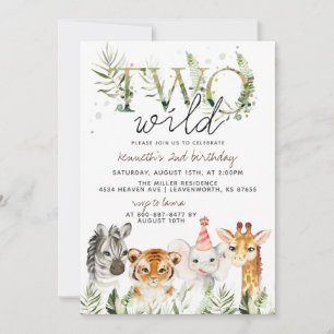 Two Wild Zoo Animal Birthday Invitation