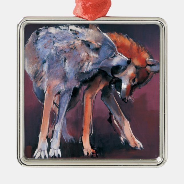 Two Wolves 2001 Metal Tree Decoration (Front)