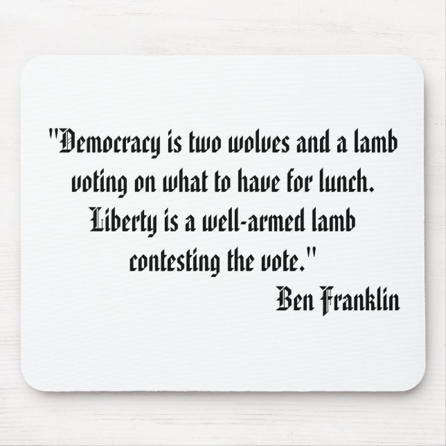 Two Wolves and a Lamb Quote Mousepad (Front)