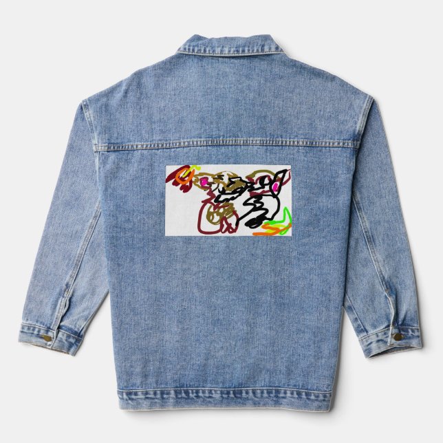 Two wolves Autumn Denim Jacket (Back)