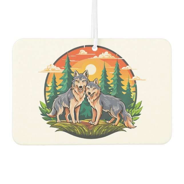 Two wolves car air freshener (Front)