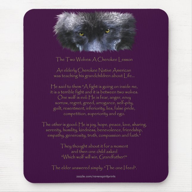 TWO WOLVES CHEROKEE TALE Art  Mousepad (Front)