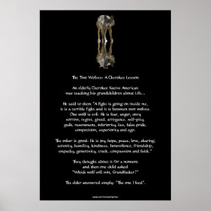 TWO WOLVES CHEROKEE TALE Art Poster