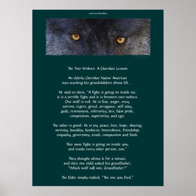 TWO WOLVES CHEROKEE TALE Art Poster (Front)