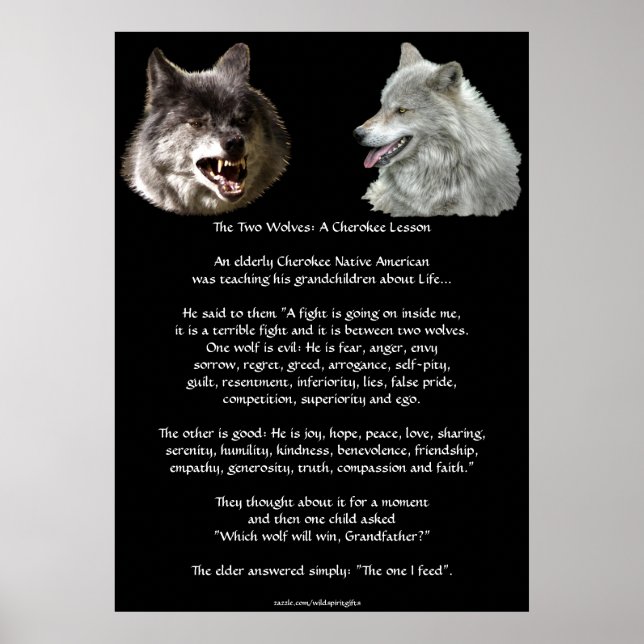 TWO WOLVES CHEROKEE TALE Art Poster (Front)