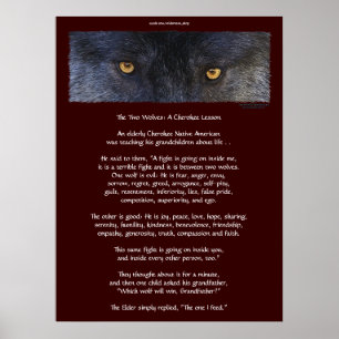 TWO WOLVES CHEROKEE TALE Art Poster