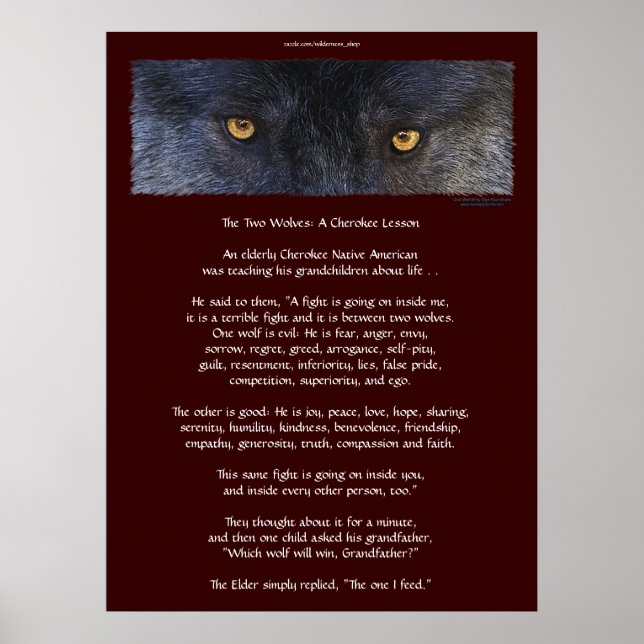 TWO WOLVES CHEROKEE TALE Art Poster (Front)