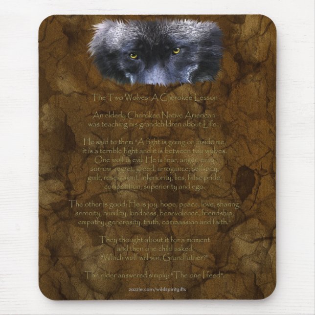 TWO WOLVES CHEROKEE TALE Native American Mouse Mat (Front)
