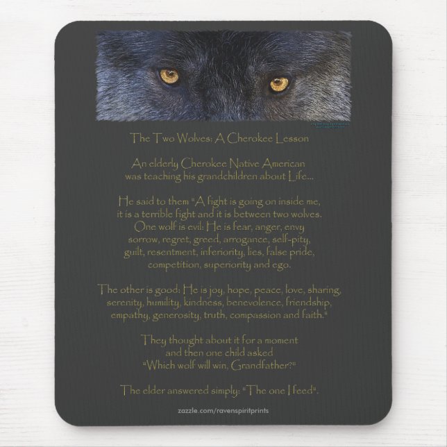 Two Wolves Cherokee Wisdom Tale Mousepad (Front)