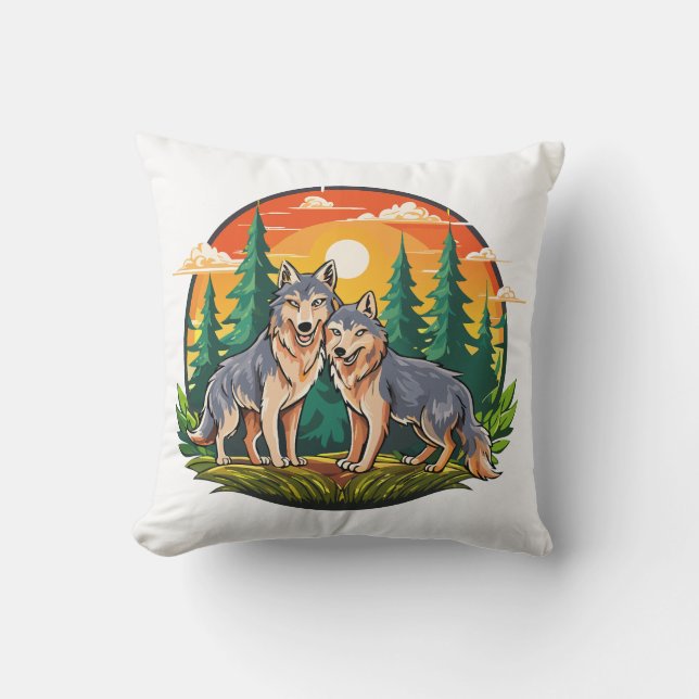 Two wolves cushion (Front)