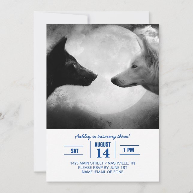 Two wolves facing each other invitation (Front)