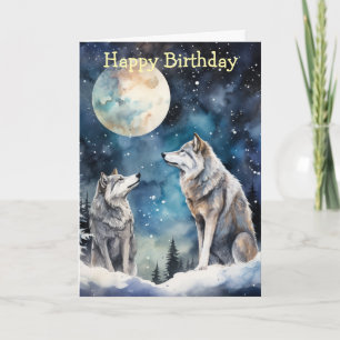 Two Wolves in Winter Card