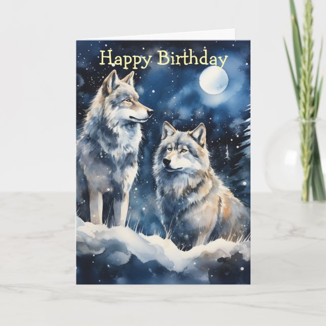 Two Wolves in Winter Card (Front)