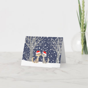 Two wolves in winter Christmas notecard