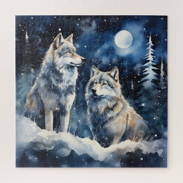 Two Wolves in Winter Jigsaw Puzzle (Vertical)