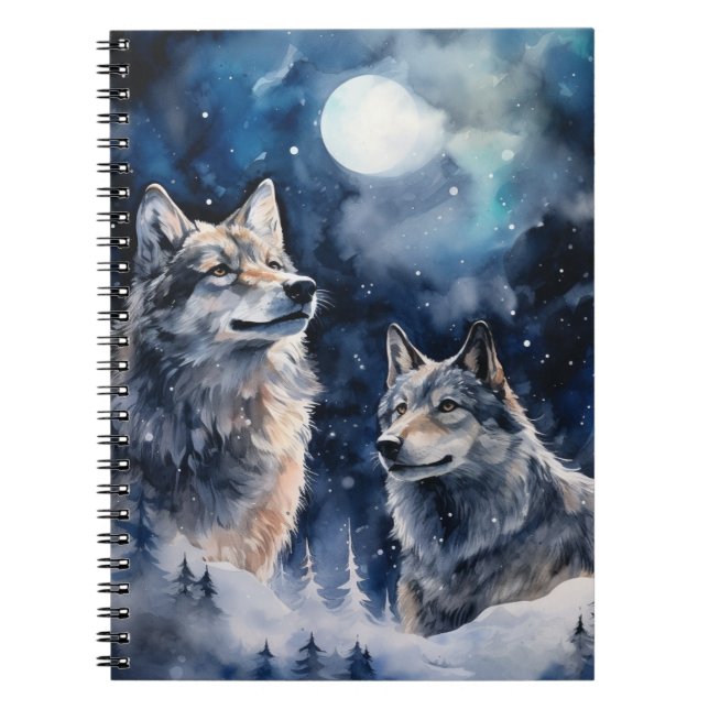 Two Wolves in Winter Notebook (Front)