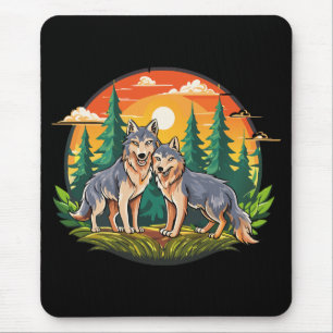Two wolves mouse mat
