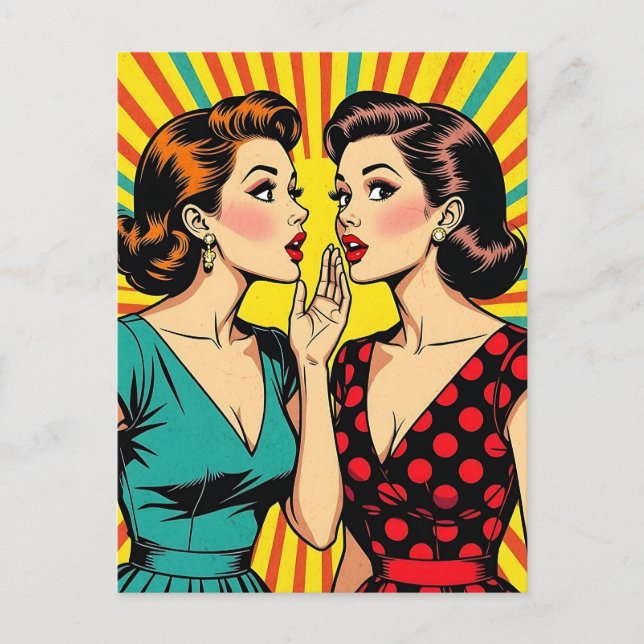 Two Woman Gossiping Telling Secrets Friendship Postcard (Front)