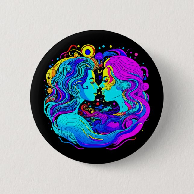 Two Women 6 Cm Round Badge (Front)