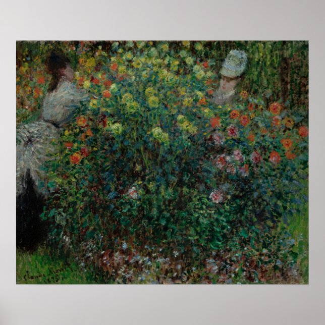 Two Women among the Flowers, 1875 (oil on canvas) Poster (Front)