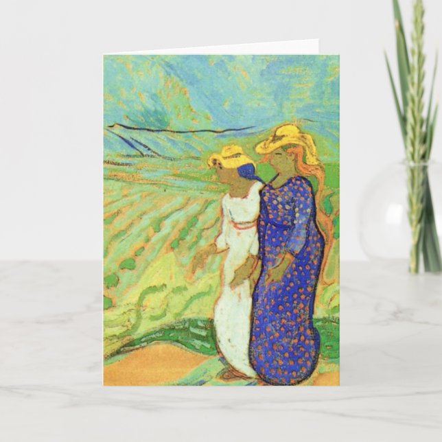 Two Women Crossing the Fields by Vincent van Gogh Card (Front)