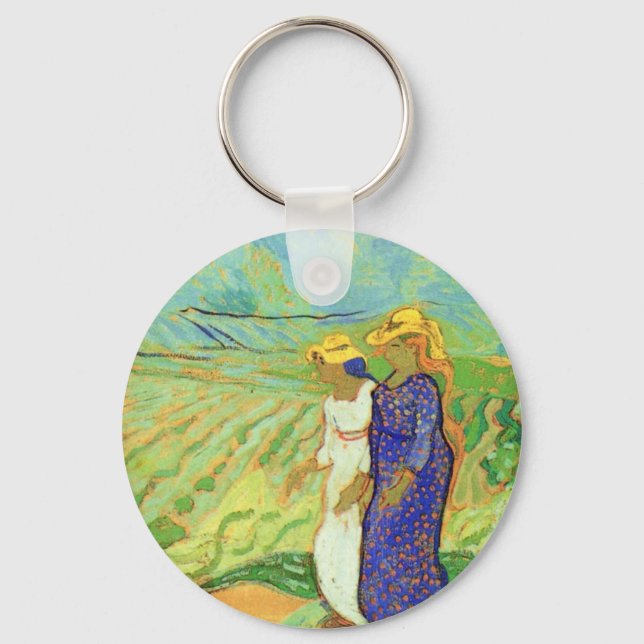 Two Women Crossing the Fields by Vincent van Gogh Key Ring (Front)